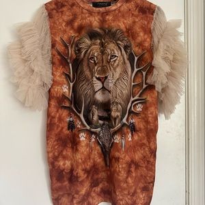 Print lion mini dress nwt